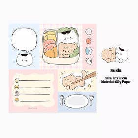 Kitty Patchwork Memo Note Pad: Sushi