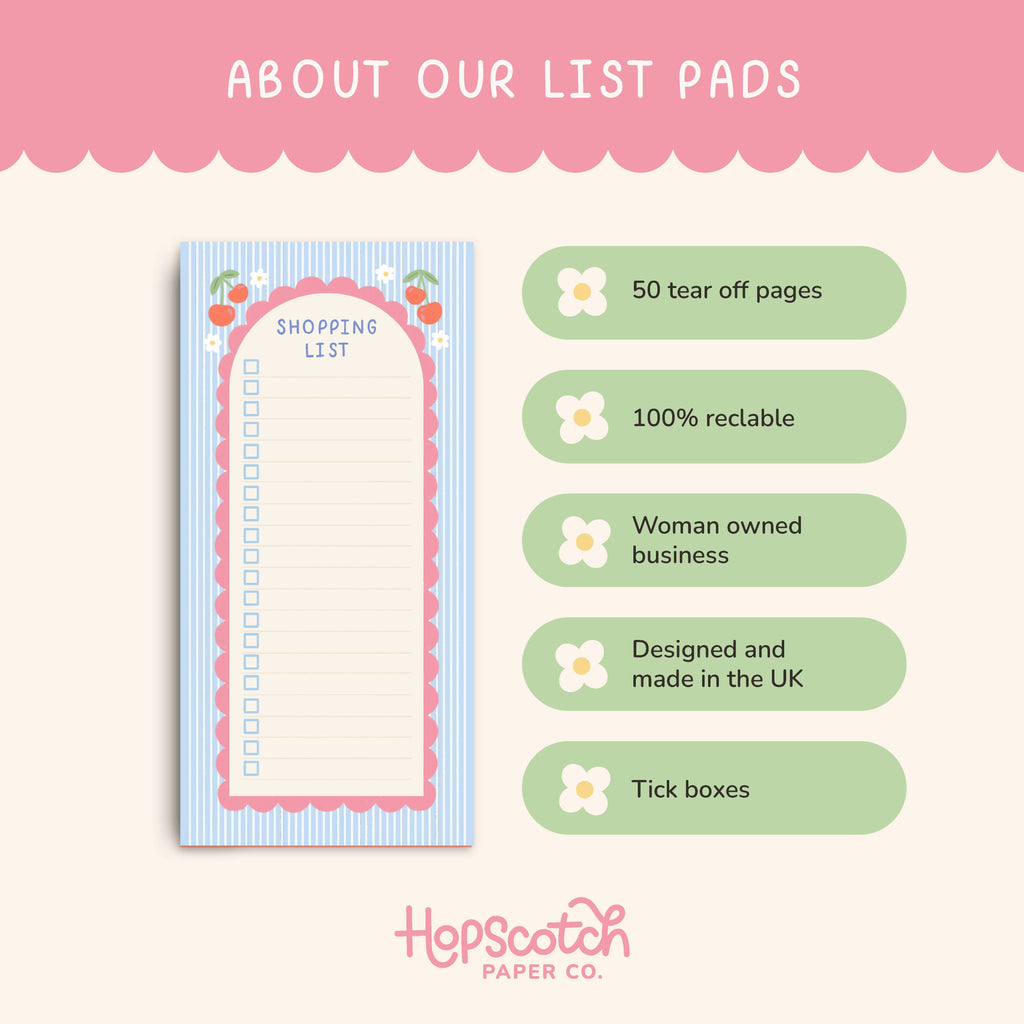 Cute Cherry Shopping List Pad