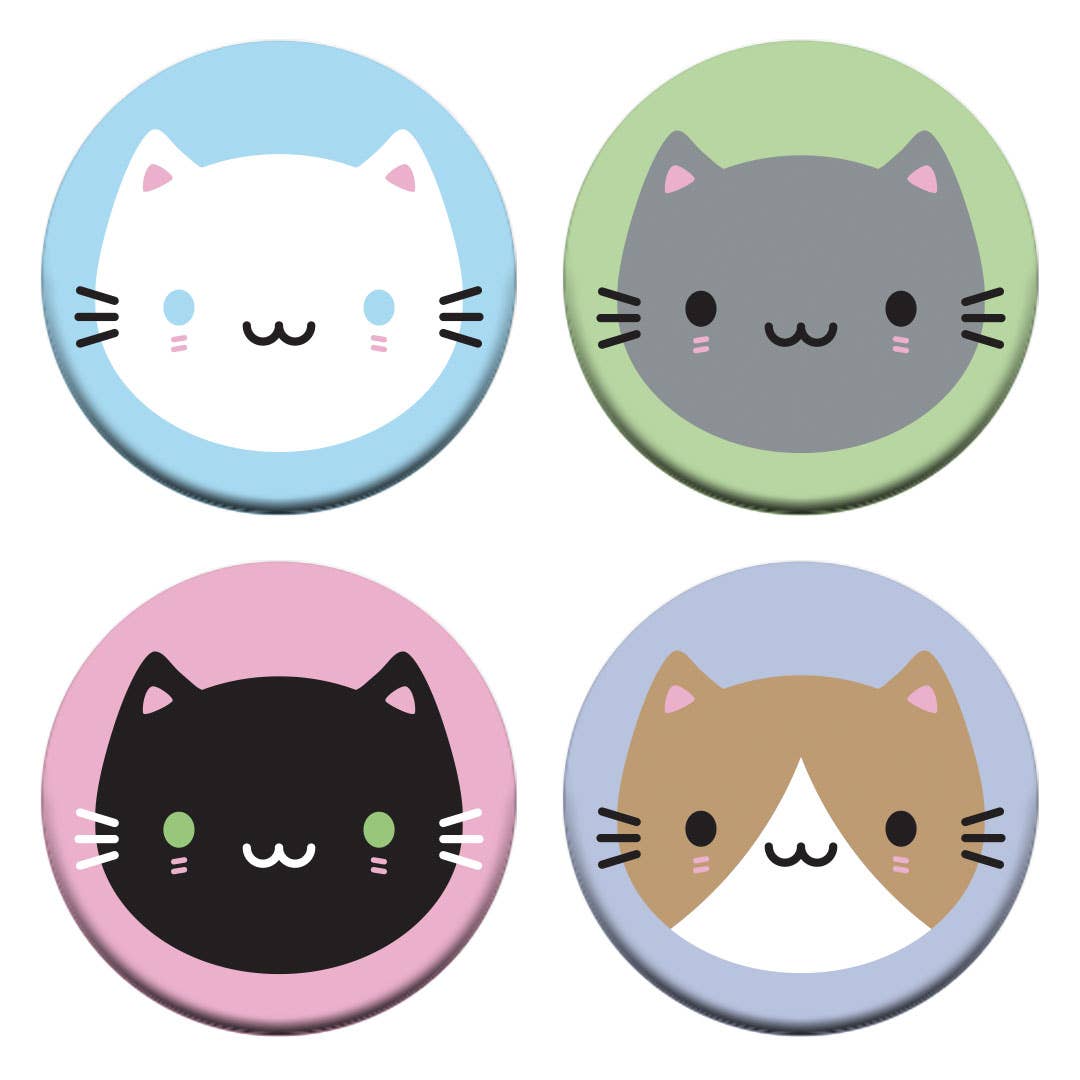 Set of four cute cat badges