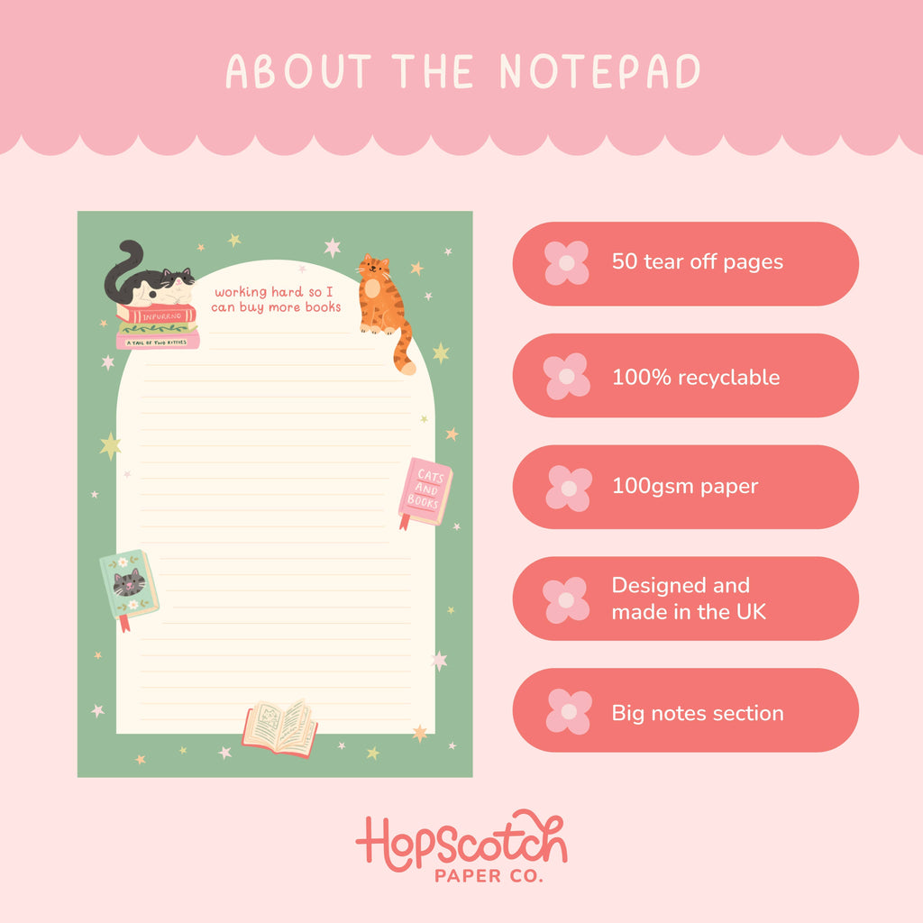 Cat Books Notepad